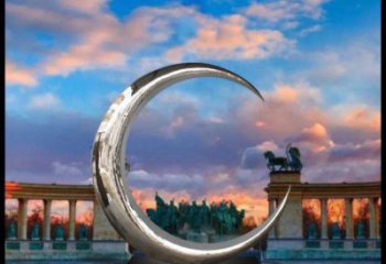 月牙雕塑精選，露天雕塑，景觀鏤空月牙雕塑訂做