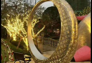 月牙雕塑制造，白鋼構(gòu)件，鏤空月牙雕塑提供