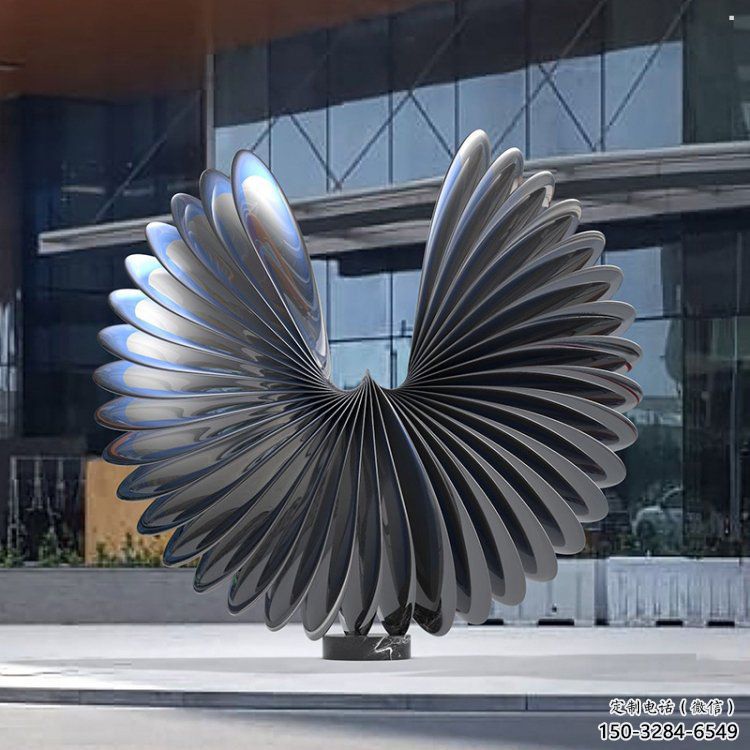 藝術(shù)鳥翅雕塑承接，景區(qū)案例，不銹鋼鳥翅雕塑定制