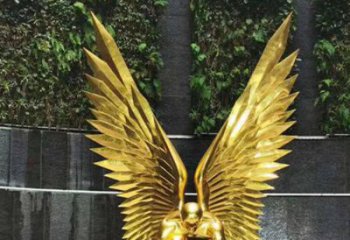 藝術(shù)鳥翅雕塑觀賞型，街景小品，不銹鋼鳥翅雕塑常用