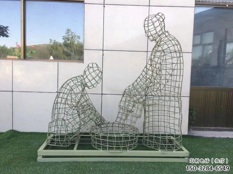 南平鏤空洗腳雕塑制作，園林裝飾，鐵藝孝道人物雕塑