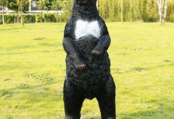 馬鞍山街道黑熊雕塑，仿真動物雕塑，古銅效果