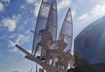 街道帆船雕塑，鍛造景觀雕塑，古銅效果