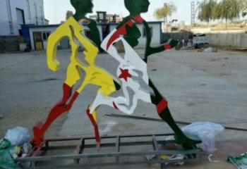 中山賽跑雕塑，鏤空工藝制作，不銹鋼烤漆體育人物雕塑