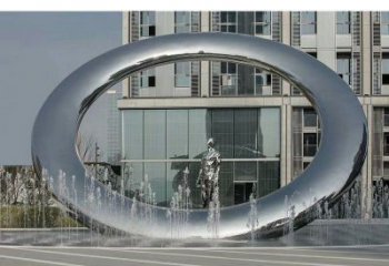 北海小區(qū)圓環(huán)雕塑，水簾噴泉雕塑，水景藝術(shù)效果