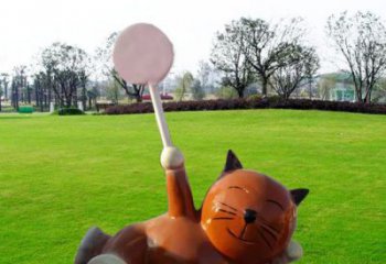 梧州小區(qū)小貓雕塑，抽象系列，彩繪工藝