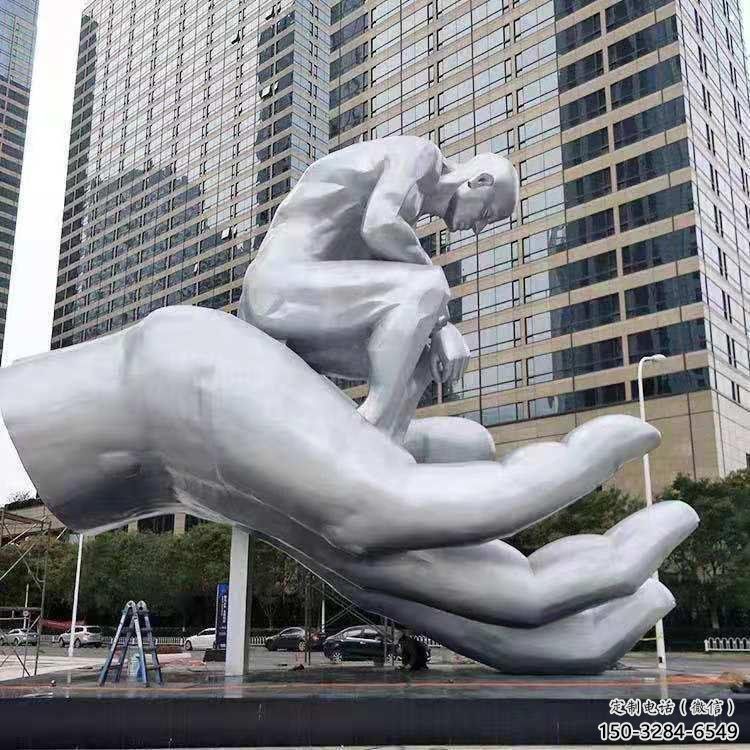 黔南沉思者雕塑，景觀雕塑，手托人物雕塑廠家提供