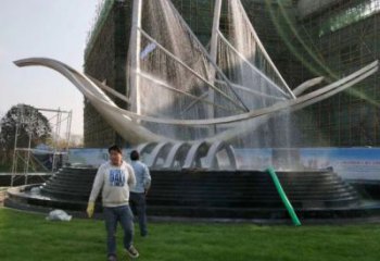 烏當(dāng)帆船噴泉雕塑，水景水秀組合，旱地帆船噴泉雕塑廠家