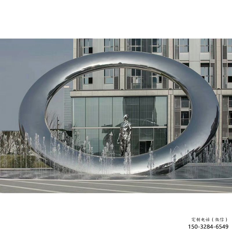 道外小區(qū)圓環(huán)雕塑，水簾噴泉雕塑，水景藝術(shù)效果