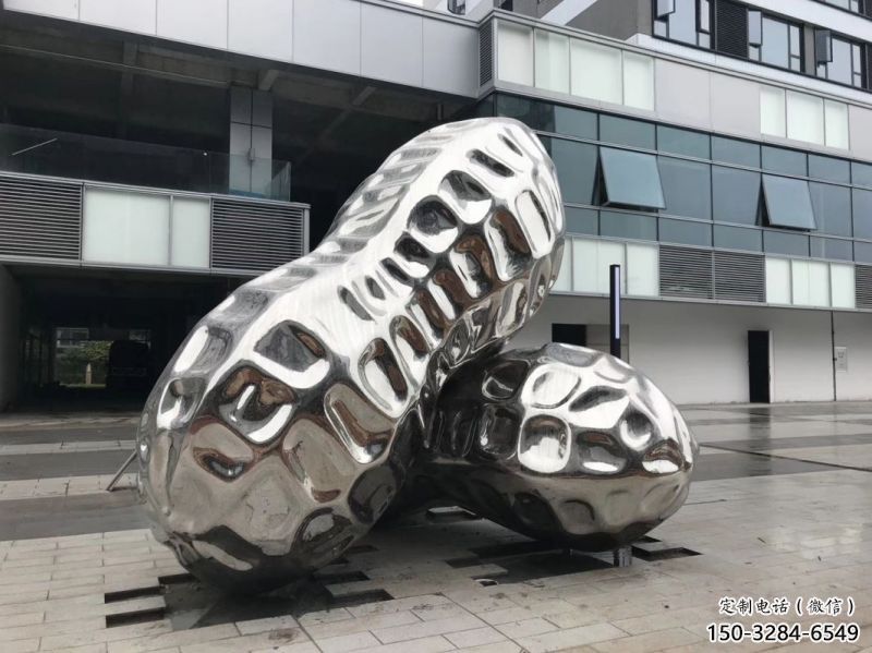 孝感花生雕塑制造，白鋼構(gòu)件，不銹鋼花生雕塑提供