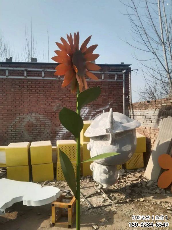 四平太陽花雕塑工程，美陳雕塑，玻璃鋼太陽花雕塑廠家