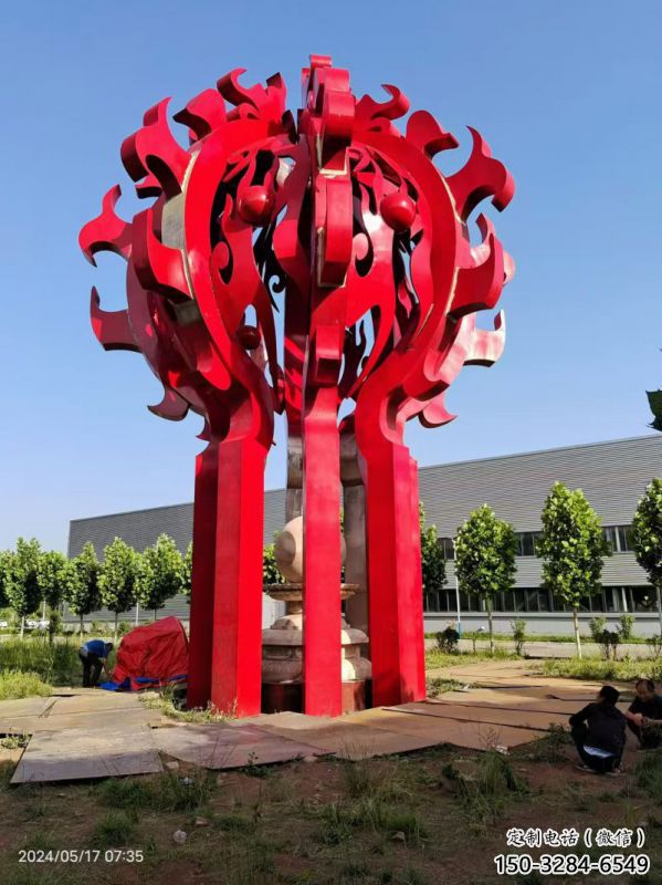 常州火球雕塑，精神堡壘火球雕塑落地展示