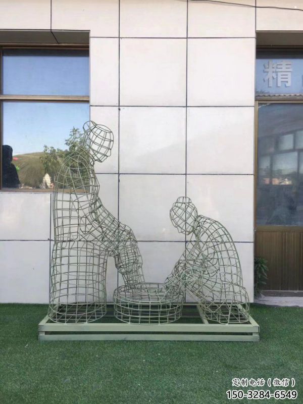 鎮(zhèn)江鏤空孝道雕塑通用，街景小品，鐵藝洗腳雕塑制造