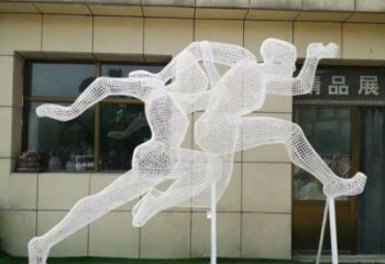 鄂州鏤空跨欄雕塑制造商，透雕雕塑，鐵藝體育人物雕塑供給