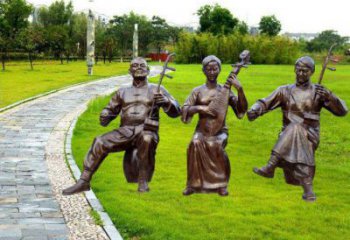 郴州拉二胡雕塑點(diǎn)擊，景觀雕塑，別墅民俗人物雕塑供求