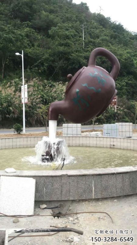 鞍山小區(qū)天壺標志雕塑，多彩藝術，天壺雕塑生產廠家