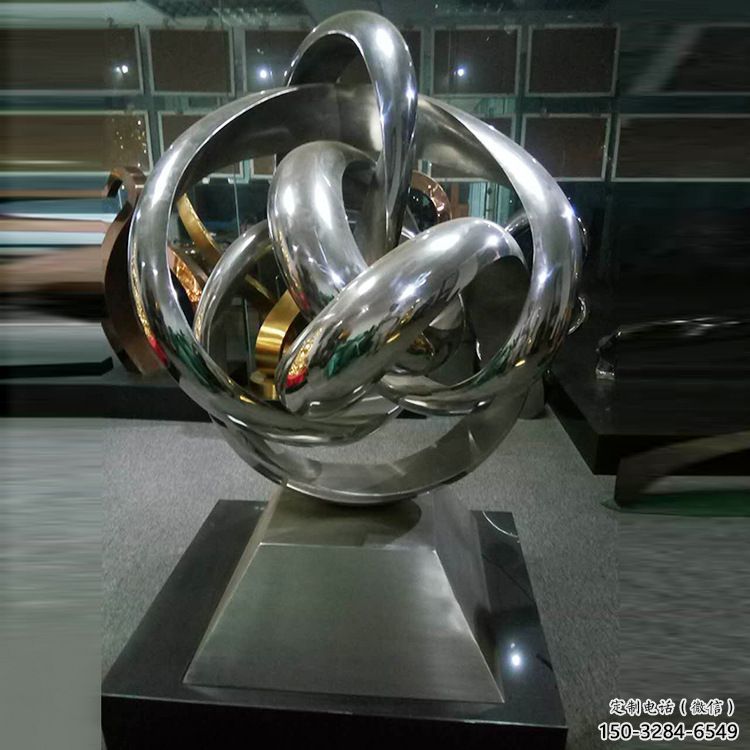 巴彥淖爾地產(chǎn)雙環(huán)雕塑定做，城區(qū)小品，景觀不銹鋼雙環(huán)雕塑定價