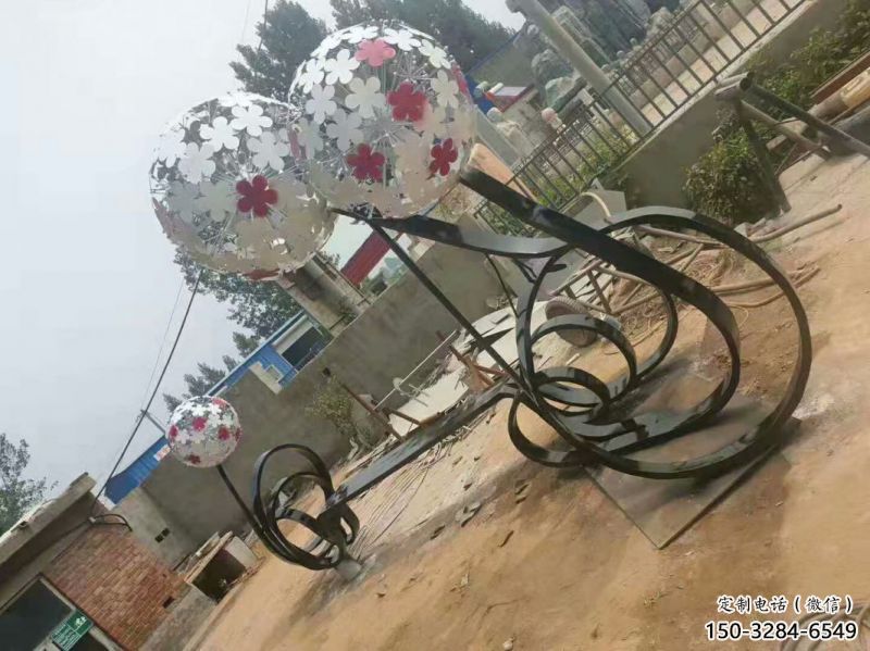 賀蘭大型蒲公英坐凳雕塑，現(xiàn)代元素設(shè)計(jì)，不銹鋼坐凳雕塑