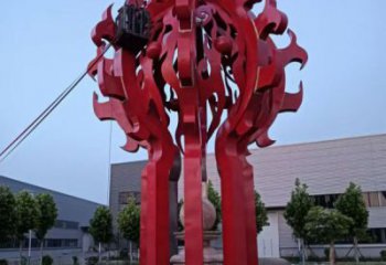 大東火球雕塑，精神堡壘火球雕塑落地展示