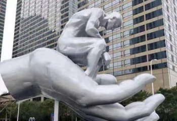金鳳沉思者雕塑，景觀雕塑，手托人物雕塑廠家提供