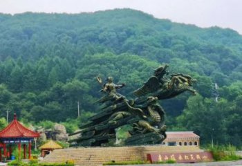 大武口夸父逐日雕塑，鑄銅神話人物雕塑