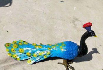 煙臺彩繪孔雀雕塑制作選用，景區(qū)案例，動物美陳雕塑