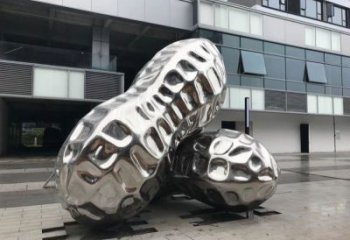 濱江花生雕塑制造，白鋼構(gòu)件，不銹鋼花生雕塑提供